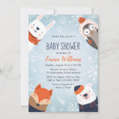 Uitnodiging tot het Baby shower van winterdieren - (Voorkant)