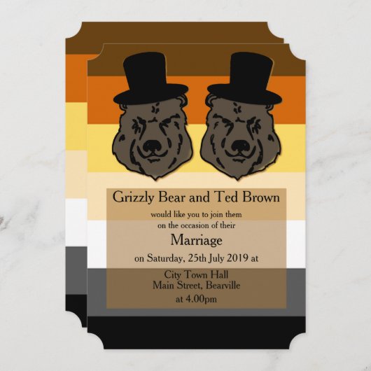 Uitnodiging tot het beer voor Pride Weddenschap Vo (Voorkant / Achterkant)