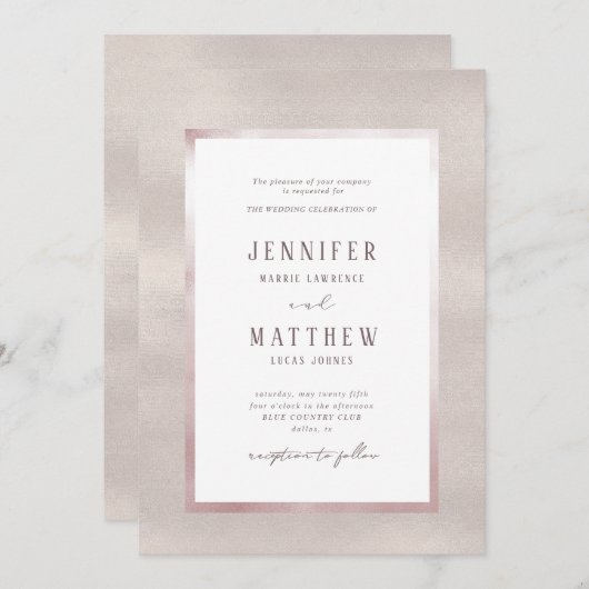 Uitnodiging tot het huwelijk van edele parels (Voorkant / Achterkant)