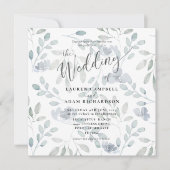 Uitnodiging tot het huwelijk van Rustic Floral Blu (Voorkant)