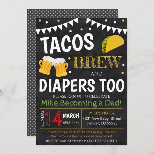 Uitnodiging tot het indienen van Baby showers Taco (Voorkant / Achterkant)