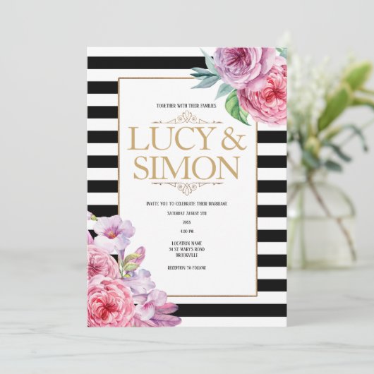 Uitnodiging tot het indienen van rozen en Stripes (Staand voorkant)