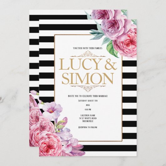 Uitnodiging tot het indienen van rozen en Stripes (Voorkant / Achterkant)