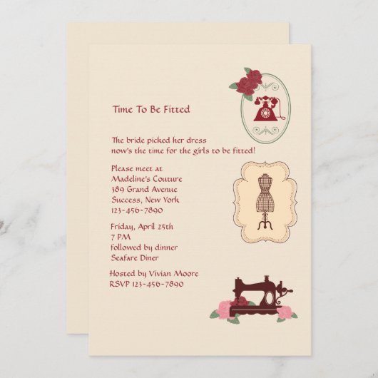  uitnodiging tot het indienen van Seamstress (Voorkant / Achterkant)