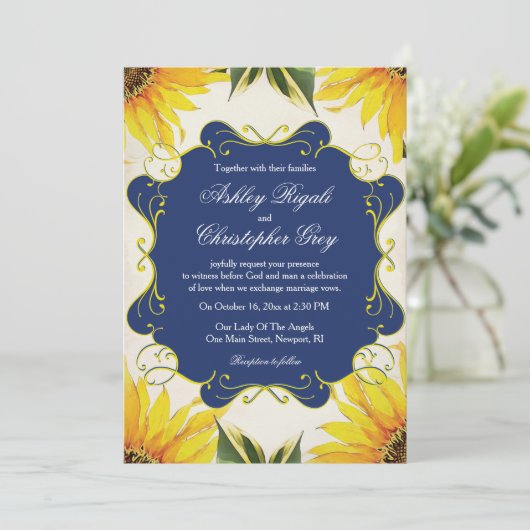 Uitnodiging tot het indienen van zonnebloemen en m (Staand voorkant)