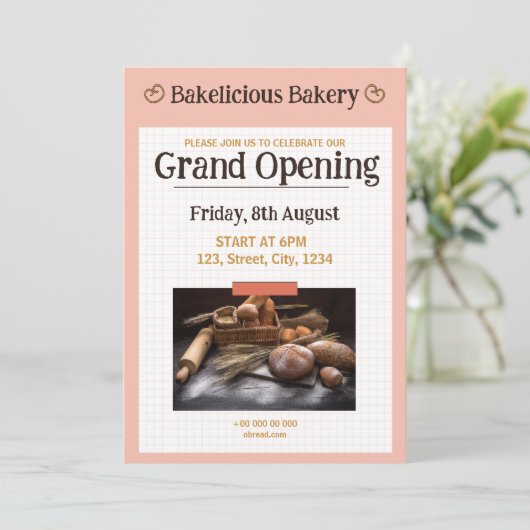uitnodiging tot het openen van bakkerij (Staand voorkant)