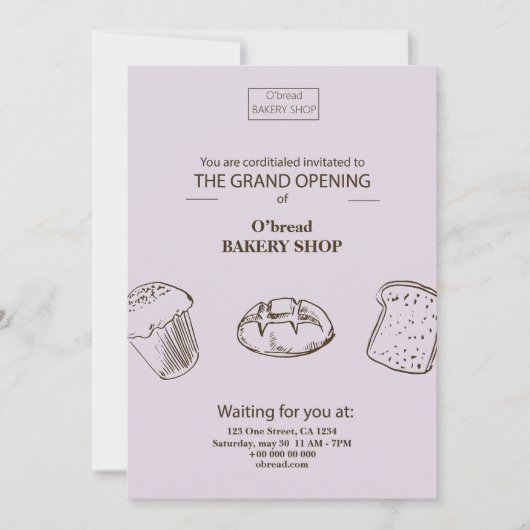 uitnodiging tot het openen van bakkerij (Voorkant)