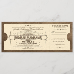 Uitnodiging tot het oude Vintage Wedding Ticket