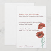 Uitnodiging tot het Rode Peonies-huwelijk (Voorkant / Achterkant)