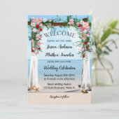 Uitnodiging tot het roos Arbor Beach Wedding (Staand voorkant)