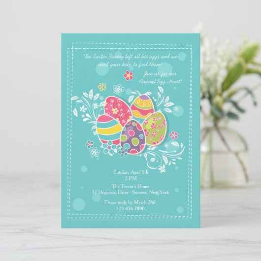 uitnodiging tot het uitnodigen van paaseieren (Staand voorkant)