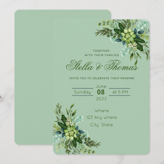 Uitnodiging tot het uitroepen van Emerald Green We (Voorkant / Achterkant)