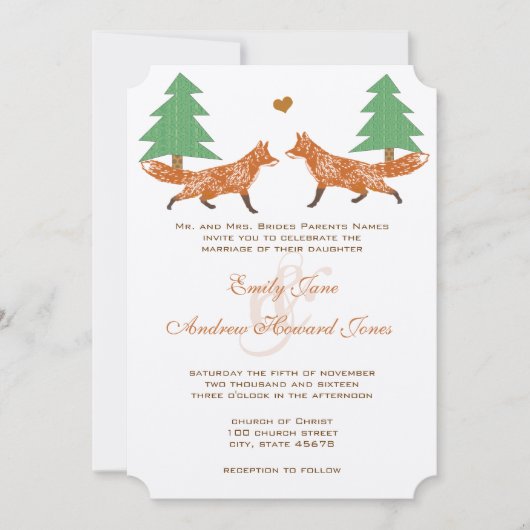 uitnodiging tot het uitzenden van bosfox pine-bru (Voorkant)