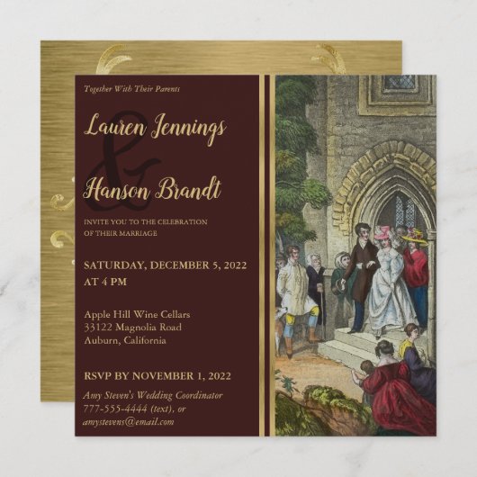 Uitnodiging tot het uitzenden van  bruid en bruink (Voorkant / Achterkant)