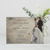 Uitnodiging tot het uitzenden van  bruidjes en bru (Staand voorkant)