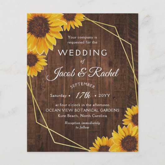 Uitnodiging tot het uitzenden van de rustige Sunfl (Voorkant)