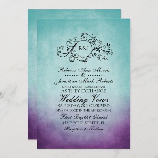 Uitnodiging tot het uitzenden van een Blauwgroen P (Voorkant / Achterkant)