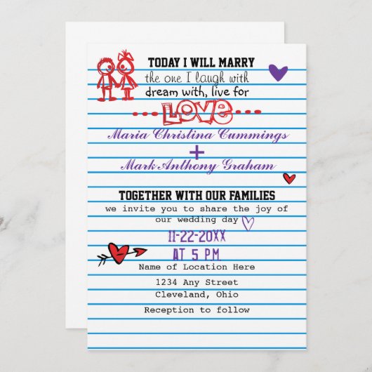 Uitnodiging tot het uitzenden van een bruiloft op  (Voorkant / Achterkant)