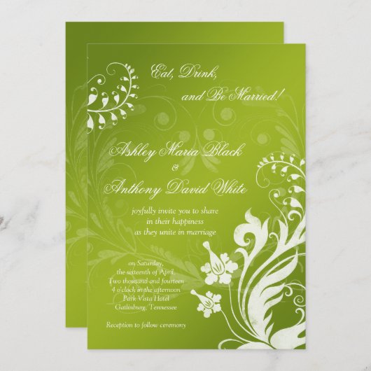 uitnodiging tot het uitzenden van een groen en wi (Voorkant / Achterkant)