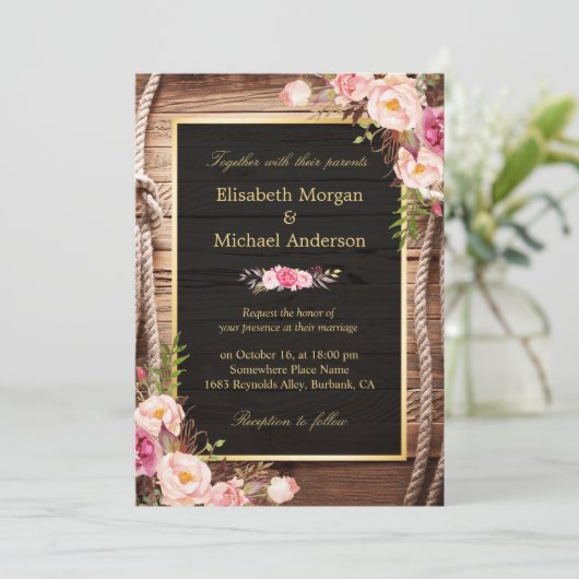 Uitnodiging tot het uitzenden van een huwelijk in (Staand voorkant)