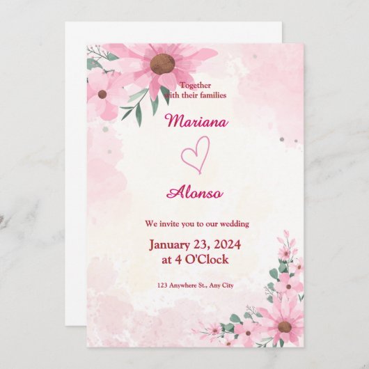 Uitnodiging tot het uitzenden van een huwelijk met (Voorkant / Achterkant)