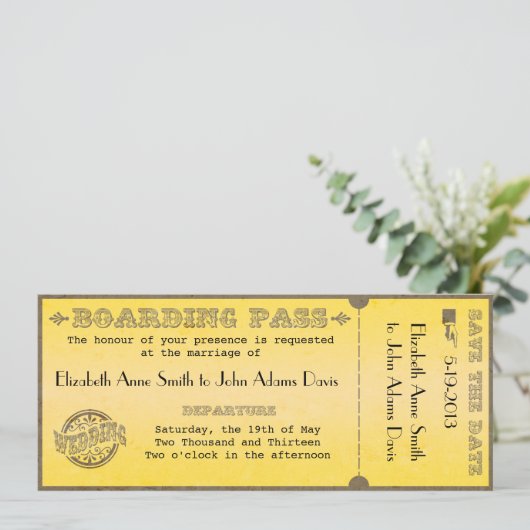 Uitnodiging tot het uitzenden van een  instapkaart (Staand voorkant)