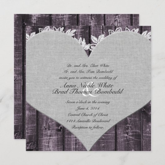 Uitnodiging tot het uitzenden van een Paars-ruwhou (Voorkant / Achterkant)