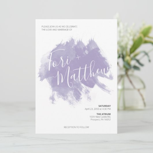 Uitnodiging tot het uitzenden van een Paarse verfs (Staand voorkant)