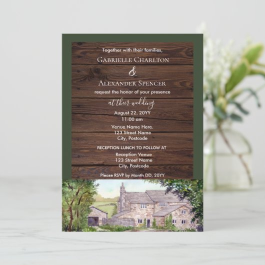 Uitnodiging tot het uitzenden van een stone Bridge (Staand voorkant)