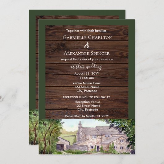 Uitnodiging tot het uitzenden van een stone Bridge (Voorkant / Achterkant)