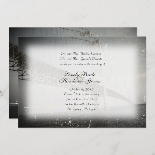 uitnodiging tot het uitzenden van grijze bruiloft (Voorkant / Achterkant)