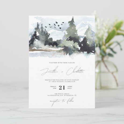 Uitnodiging tot het uitzenden van het Rustic Fores (Staand voorkant)