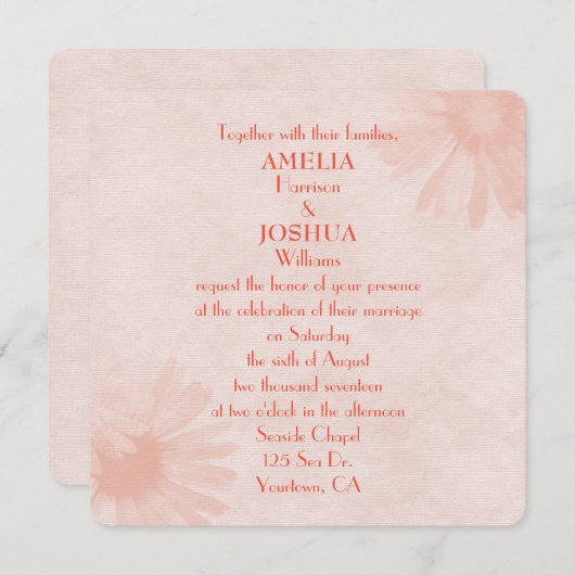 Uitnodiging tot het uitzenden van het zachte peach (Voorkant / Achterkant)