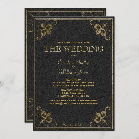 Uitnodiging tot het uitzenden van  lederen boekbin (Voorkant / Achterkant)