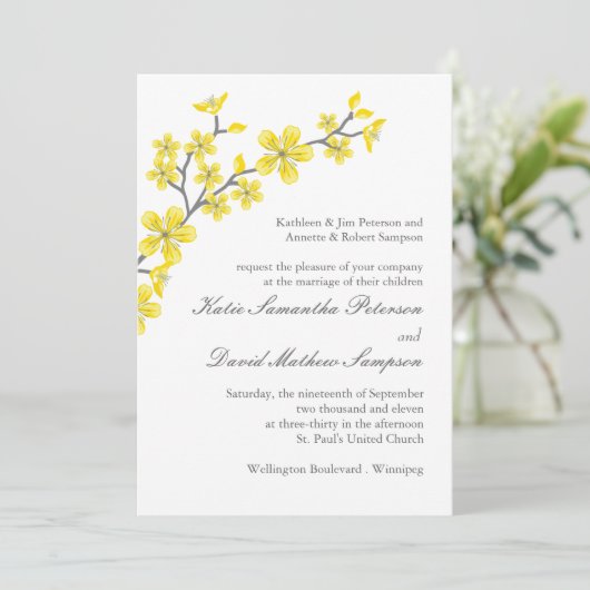 Uitnodiging tot het uitzenden van liefdegeel en gr (Staand voorkant)