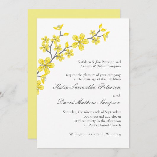 Uitnodiging tot het uitzenden van liefdegeel en gr (Voorkant / Achterkant)