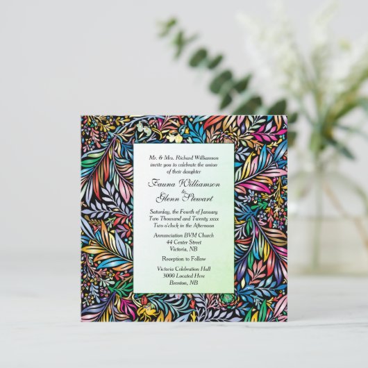 Uitnodiging tot het uitzenden van multi-kleurenhuw (Staand voorkant)