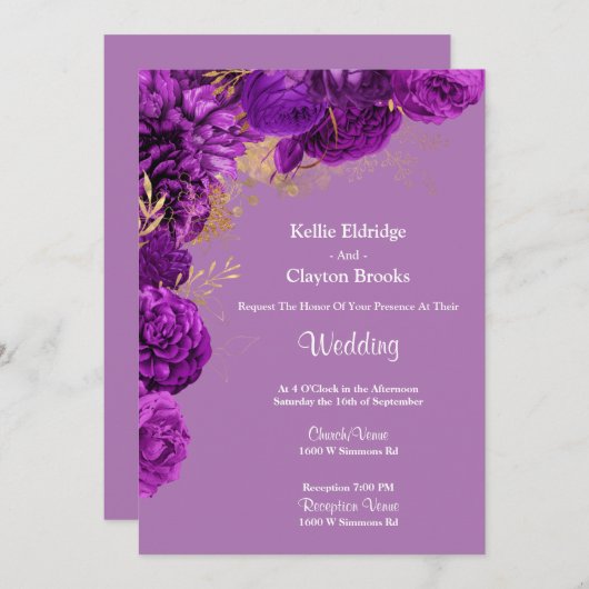 Uitnodiging tot het uitzenden van Paarse en goudbl