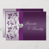 Uitnodiging tot het uitzenden van Paarse en zilver (Voorkant / Achterkant)