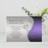  uitnodiging tot het uitzenden van Paarse zwarte e (Staand voorkant)