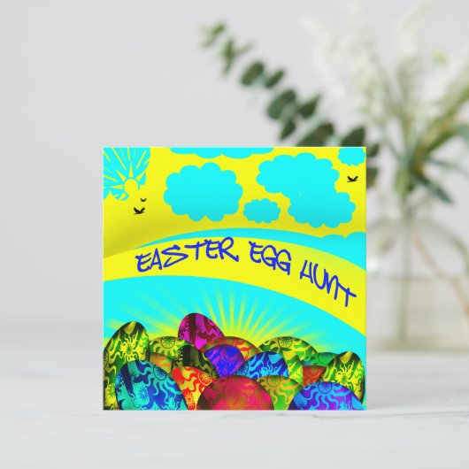 Uitnodiging tot het uitzenden van paaseieren (Staand voorkant)