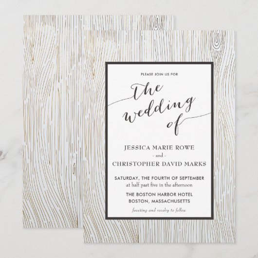 Uitnodiging tot het uitzenden van Rustic Gold Wood (Voorkant / Achterkant)