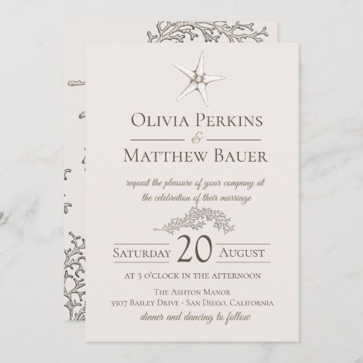 Uitnodiging tot het uitzenden van straarkoraal (Voorkant / Achterkant)