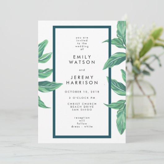 Uitnodiging tot het uitzenden van tropische strand (Staand voorkant)