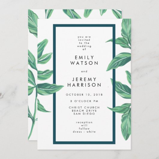 Uitnodiging tot het uitzenden van tropische strand (Voorkant / Achterkant)