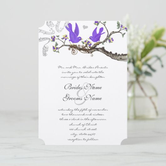 uitnodiging tot het uitzenden van vogels, geel en (Staand voorkant)