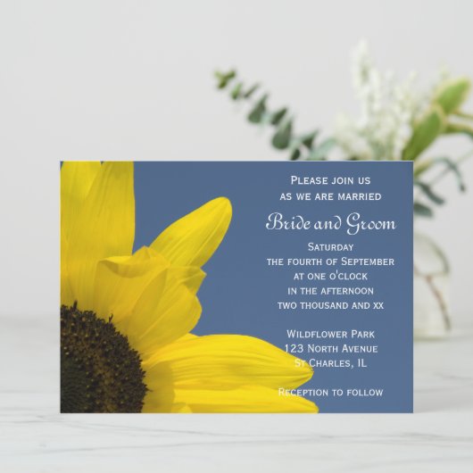 Uitnodiging tot het uitzenden van zonnebloemen en  (Staand voorkant)