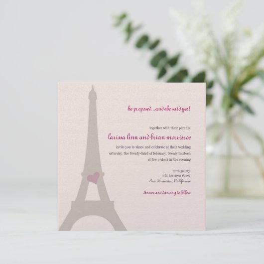 Uitnodiging tot het Verloving van de Eiffeltoren v (Staand voorkant)