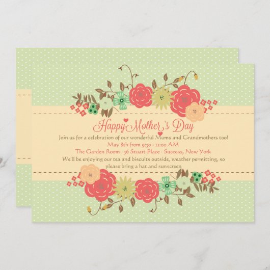 Uitnodiging tot het vieren van moederdag (Voorkant / Achterkant)