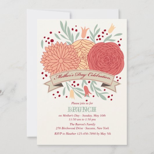 Uitnodiging tot het vieren van moederdag (Voorkant)